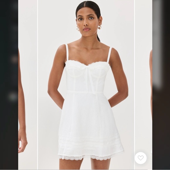 Reformation Dresses & Skirts - Reformation Arya Linen Mini Dress Bustier Lace White 6 Coquette Cottagecore